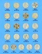 Album of 65 Jefferson Nickels 1938-1961-D w/War Nickels
