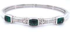 Judith Ripka Emerald green quartz bangle bracelet in 925 sterling silver