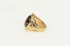 10K Yellow Gold Ornate Victorian Garnet Cabochon Statement Ring