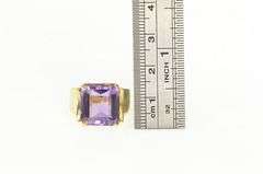 14K Yellow Gold Princess Amethyst Vintage Statement Ring