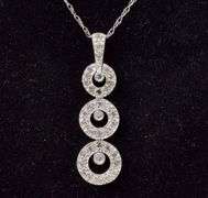 Gorgeous 10K White Gold Modified Past, Present, and Future Pendant Necklace with Diamond Gemstones