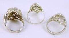 3 Sterling Silver Filigree Rings, 5.5 & 6.5