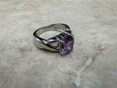 Sterling Silver Natural Gemstone Amethyst Ring Size 7