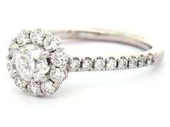 The LEO First Light 1.00ctw Round Diamond Halo Engagement Ring in 14K