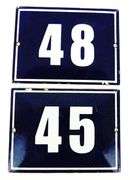 2 Vintage French Porcelain on Steel House Numbers