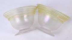 2 Steuben Style Verre De Soie Threaded Iridescent Salts