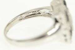 14K White Gold Square Diamond Black Onyx Mother of Pearl Ring