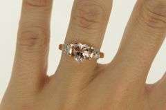 10K Rose Gold Heart Morganite Diamond Ornate Vintage Ring