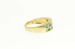 14K Yellow Gold 1.70 Ctw Princess Diamond Emerald Wedding Ring