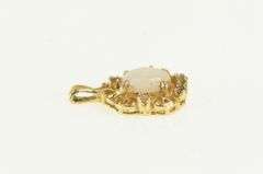 14K Yellow Gold Opal Diamond Ornate Oval Statement Charm/Pendant