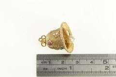 14K Yellow Gold 1960s 3D Articulated Star Wedding Bell Charm/Pendant
