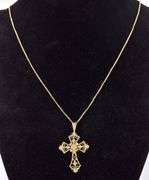 Honorable 14K Yellow Gold Cross Pendant Necklace