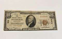 $10 Pittsburgh 1929 Series National Currency Note