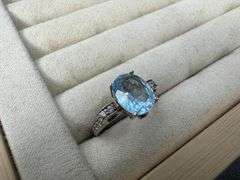 Sterling Silver Natural Gemstone Blue Topaz Ring Size 6