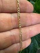 10k Yellow Gold Solid Pave Figaro Link Chain 2.6mm Necklace 24"