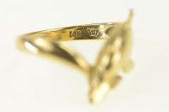 14K Yellow Gold Dolphin Wrap Vintage Ocean Animal Ring