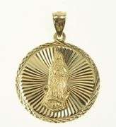 14K Yellow Gold Virgin Mother Mary Christian Faith Charm/Pendant