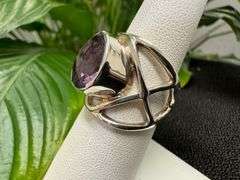 Sterling Silver Natural Gemstone Amethyst Ring Size 7
