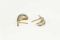 10K Yellow Gold Two Tone Diamond X Semi Hoop Fashion Earrings