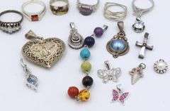Group lot of vintage 925 sterling silver mis jewelry