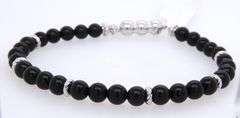 Gabriel & Co 6mm black onyx beaded bracelet