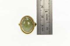 14K Yellow Gold Oval Jadeite Cabochon Vintage Statement Ring