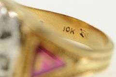 10K Yellow Gold Masonic Eagle Diamond Compass Square Ring
