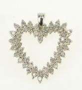 14K White Gold 0.78 Ctw Diamond Vintage Heart Love Pendant