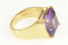 14K Yellow Gold Princess Amethyst Vintage Statement Ring