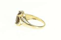 14K Yellow Gold Cushion Smoky Quartz Scalloped Statement Ring