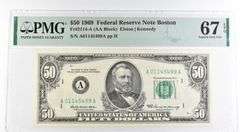 1969 $50 Boston MA US FRN Fr#2114-A 67 Superb Gem Unc EPQ PMG