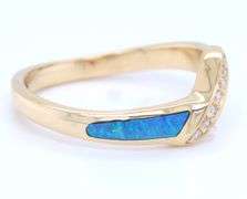 Nahoku Opal Inlay & diamond band in yellow gold