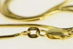 14K Yellow Gold 1.1mm Square Snake Chain Vintage Necklace