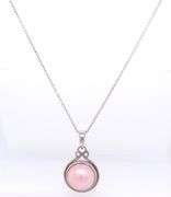 925 Sterling Silver Pink Pearl Pendant on Chain Necklace