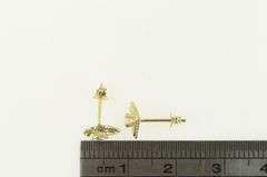 14K Yellow Gold Vintage Heart CZ Love Symbol Stud Earrings