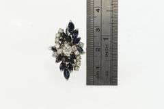 14K White Gold 1950's 3.61 Ctw Diamond Sapphire Cocktail Ring