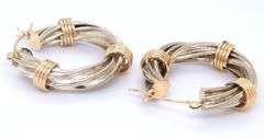 925 Sterling silver and yellow gold hoop earrings