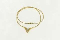 14K Yellow Gold Vintage Diamond Chevron Square Chain Necklace