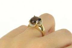 14K Yellow Gold Cushion Smoky Quartz Scalloped Statement Ring