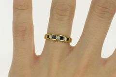 18K Yellow Gold 0.63 Ctw Princess Sapphire Diamond Wedding Ring