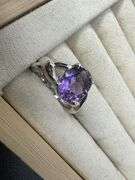 Sterling Silver Natural Gemstone Amethyst Ring Size 7