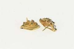 10K Yellow Gold Marquise Sapphire Wings Diamond Stud Earrings