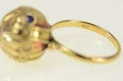 18K Yellow Gold Victorian Ornate Dome Ball Vintage Ring