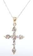 2 Tone diamond accent cross pendant on white gold chain necklace