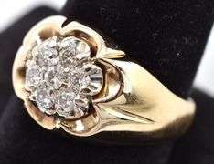 Handsome 14K Yellow Gold Diamond Men's Ring