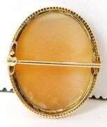 Beautiful Early 14K Carved Shell Cameo Brooch