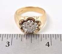 Handsome 14K Yellow Gold Diamond Men's Ring