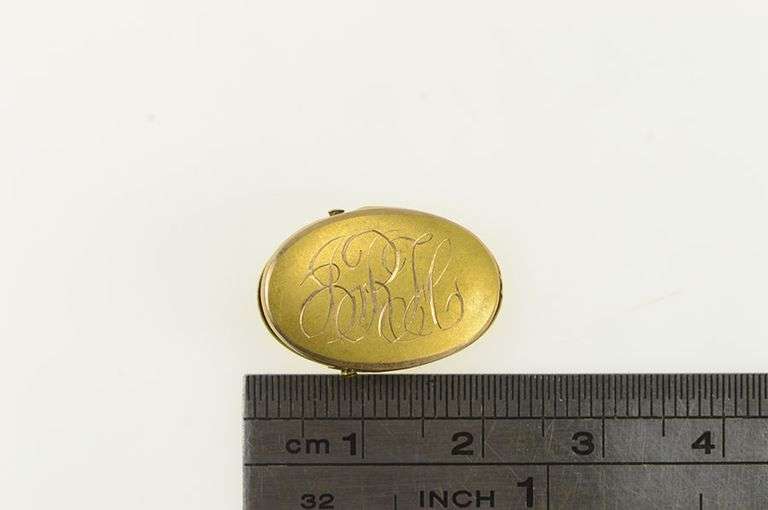 10K Yellow Gold Cursive J R H Engraved Monogram Dress Clip