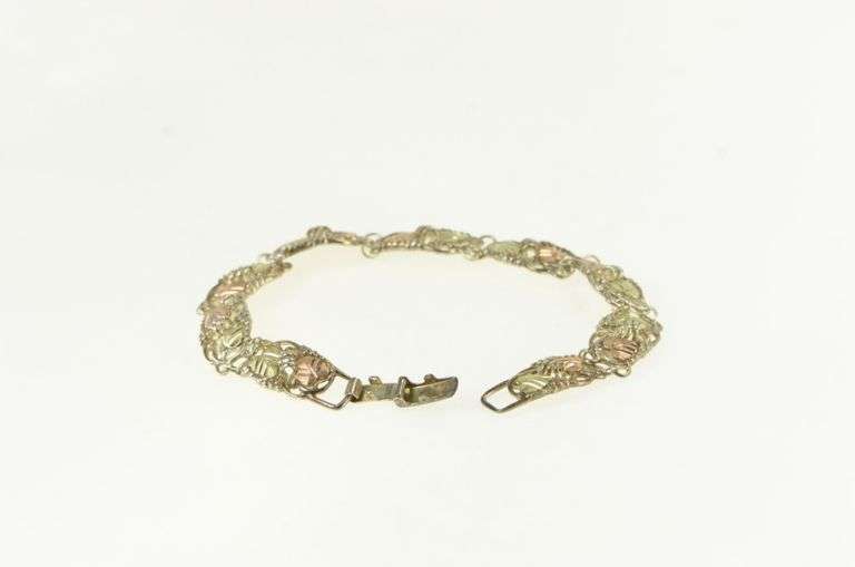 Sterling Silver Black Hills Gold 12K Leaf Vintage Bracelet