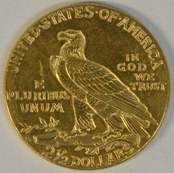 Brilliant 1925-D US $2.50 Indian Gold Piece. Full strike
